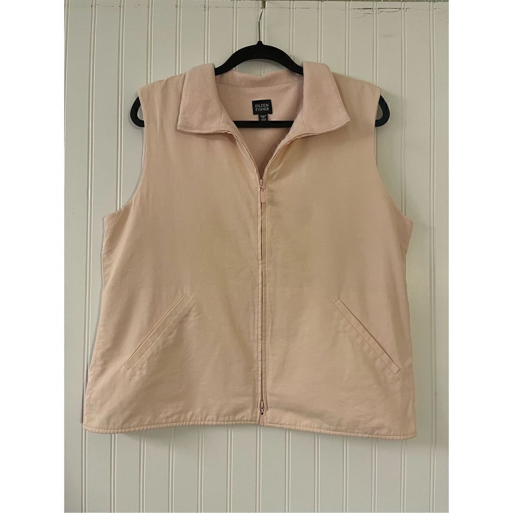 Eileen Fisher zip up vest fleece lined sz Medium